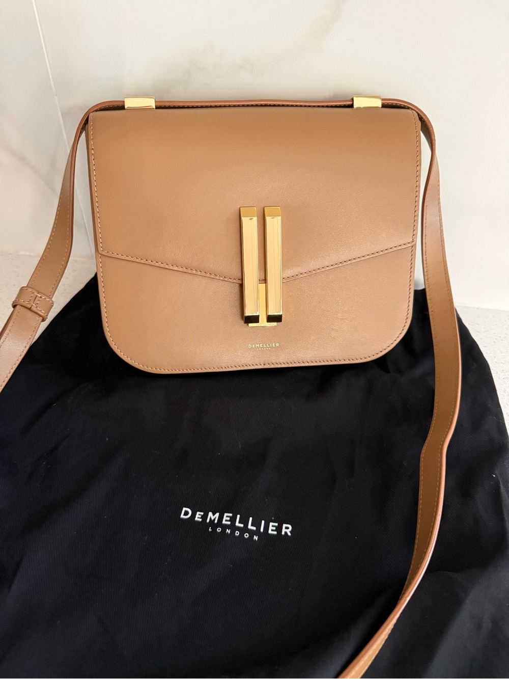 DeMellier Vancouver Beige Leather Crossbody Bag